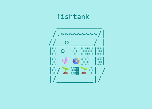 cover of fishtank game, with mixed ascii and emoji art of a fishtank with a fish inside