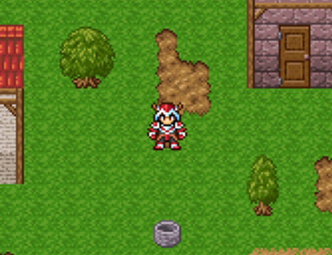 cover of mother of goblins, with rpgmaker 2003 soldier character standing in a village