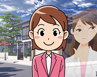 cover of fix me dr vrotych showing office onna in the center, with a 3d render of a residential area and slightly transparent sprite of dr vrotych in the background